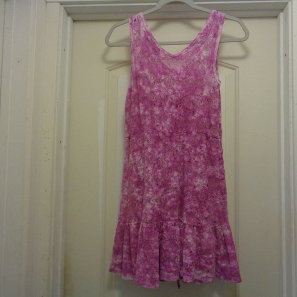 TRENDING LACEY EYELET LAVENDERS TYE DYE DRESS M - Picture 3 of 4